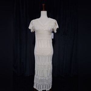 Jessica Simpson Cream Crochet Midi Dress